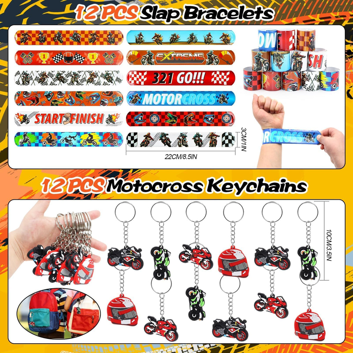 Boikoky dirt bike slap bracelets – quick wearable fun for race day.