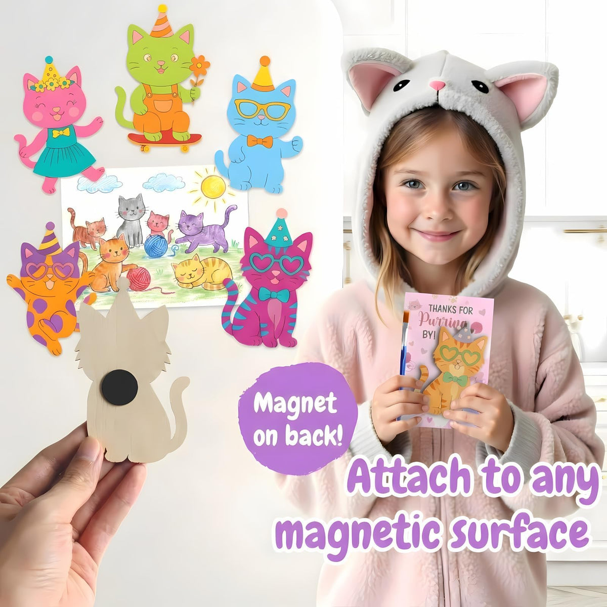 BOIKOKY finished magnets on a fridge showcasing kids' creativity