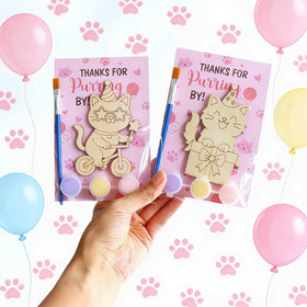 BOIKOKY kids painting action at a party with safe wood crafts