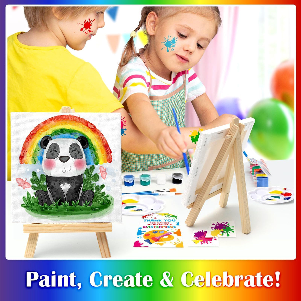BOIKOKY mini canvas painting kit cellophane bags for neat presentation.