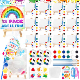 BOIKOKY mini canvas painting kit easel supports kid-friendly art projects at parties.