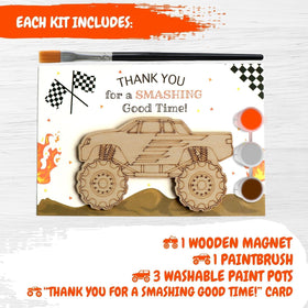 Boikoky Monster Truck magnet display after painting on fridge or locker.