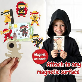 BOIKOKY fridge magnets displaying kids’ ninja art with pride
