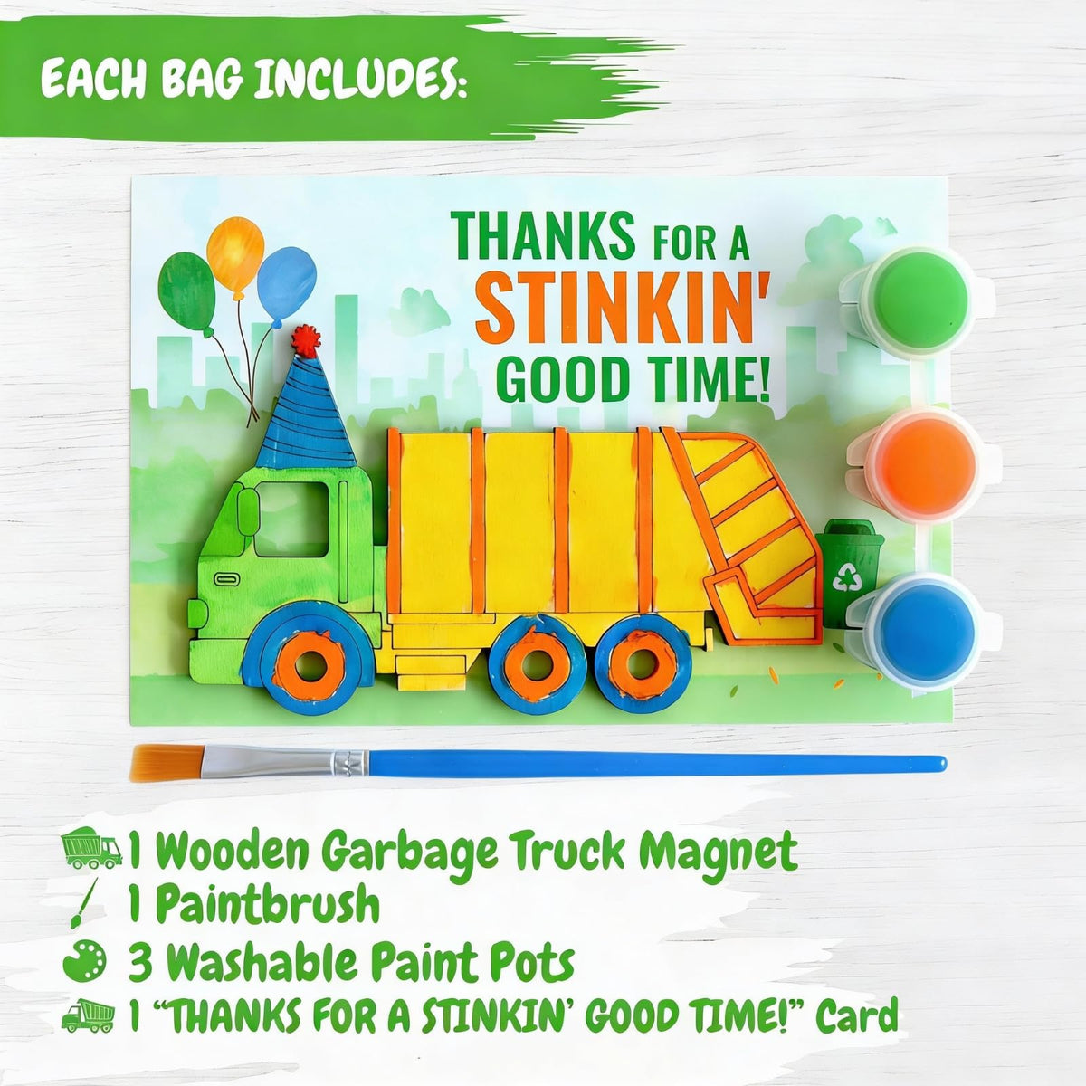 Boikoky paint-your-own trash truck kit for bright, personalized art