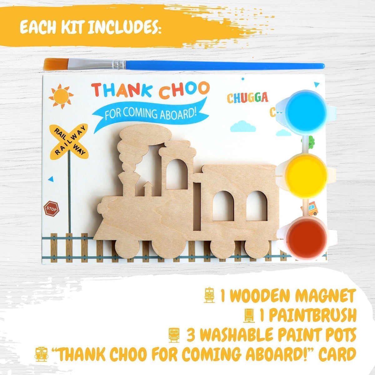 Boikoky preassembled train favors simplify party crafts for toddlers.