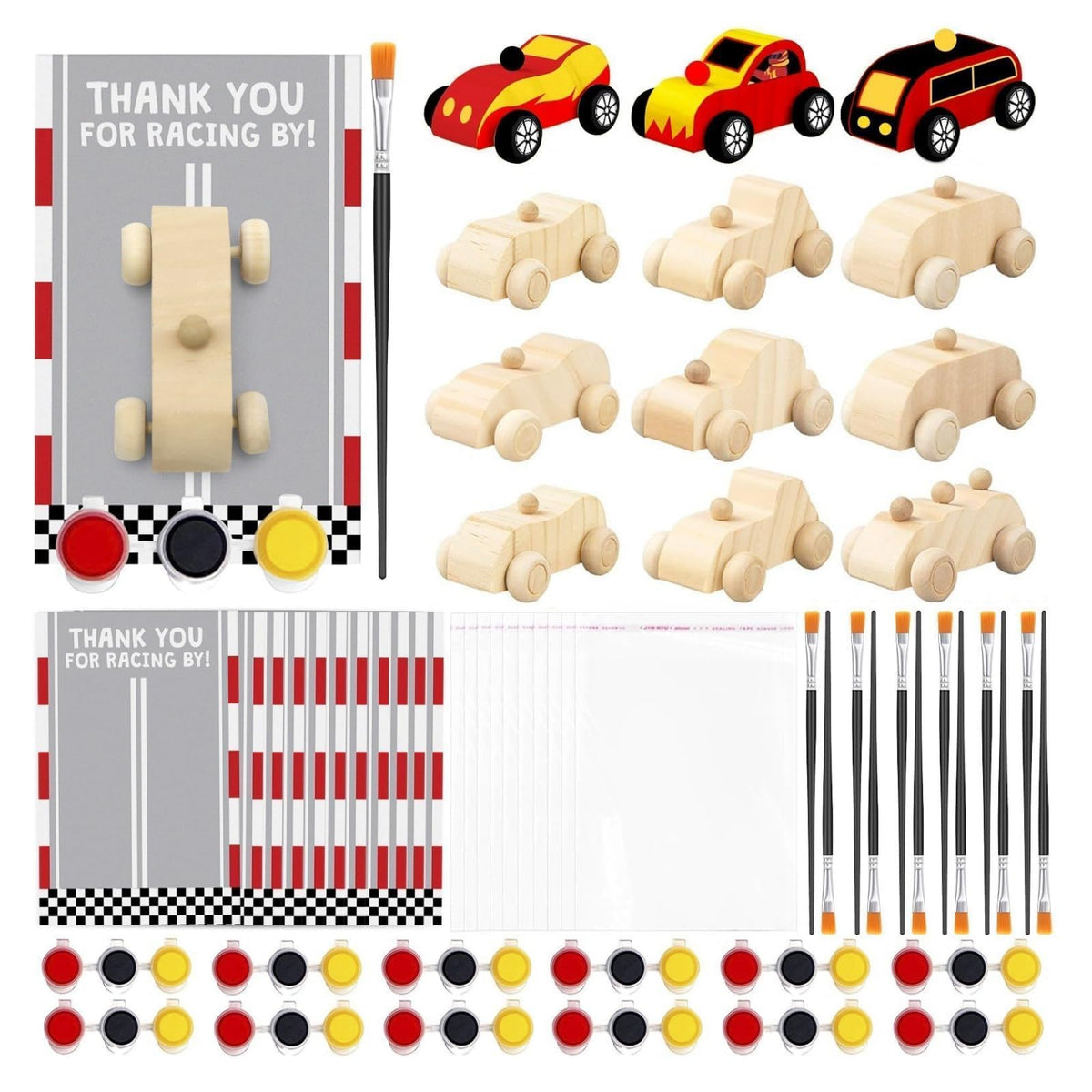 BOIKOKY wooden race cars ready for DIY party crafts and favors