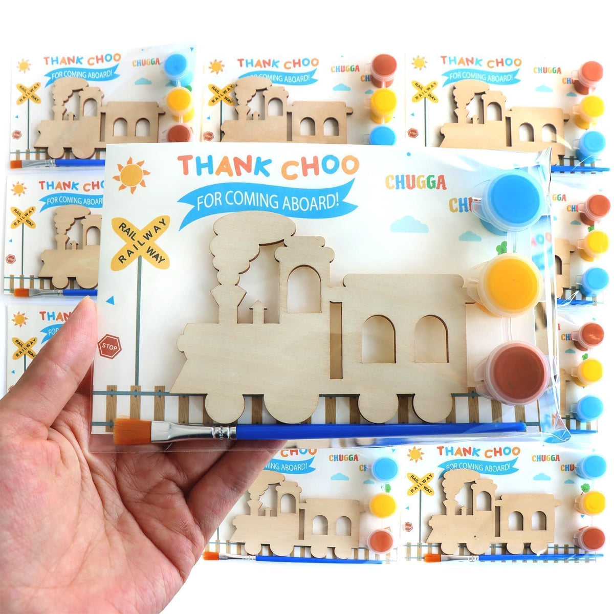 Boikoky train paint kit pack ready for kids to decorate and take home.