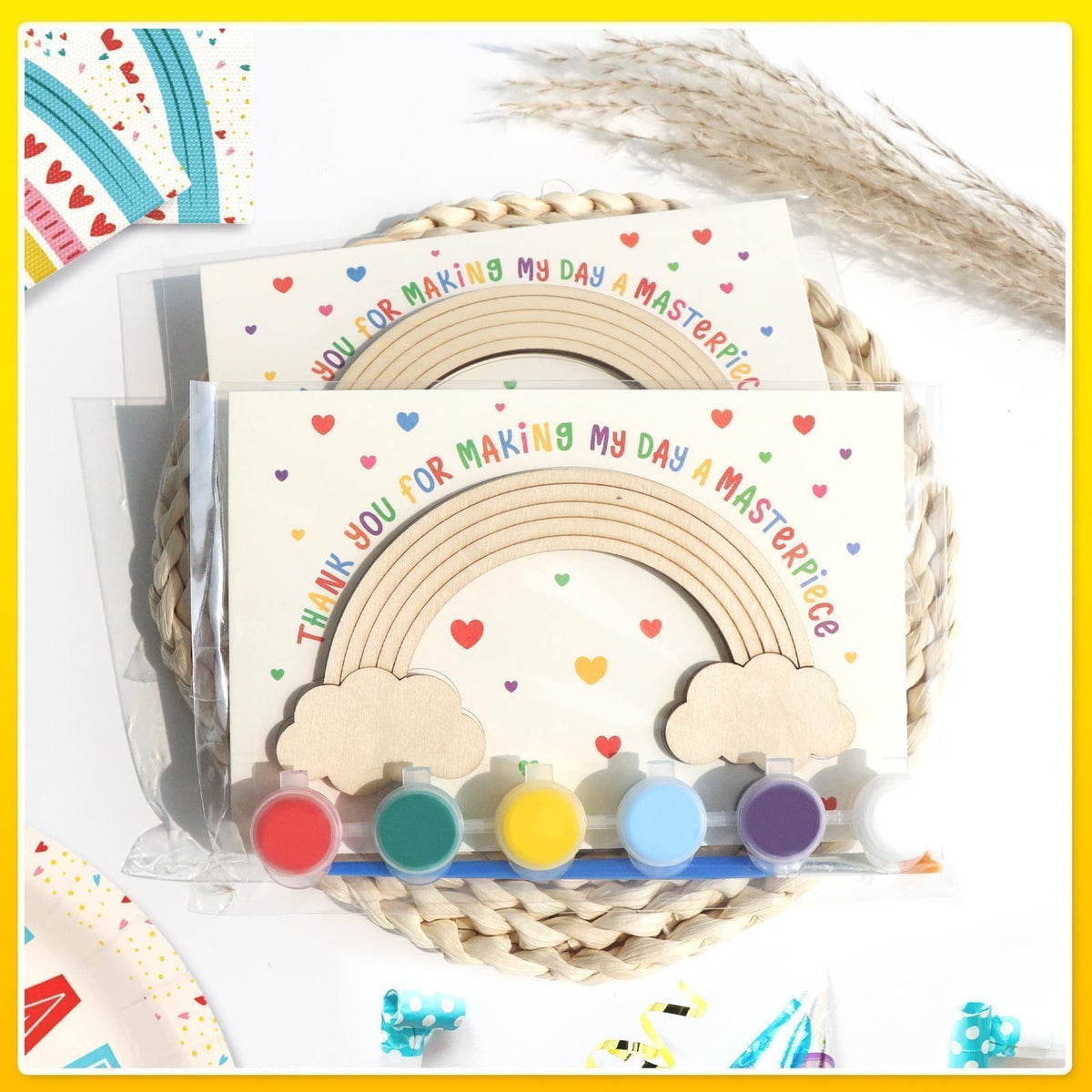 BOIKOKY wooden rainbow painting kit ready-to-use for kids craft time