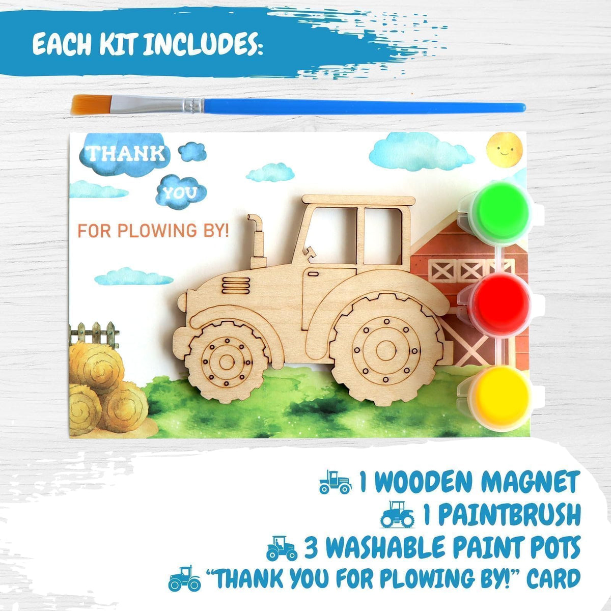 BOIKOKY wooden tractor with magnet, ideal for fridge art.