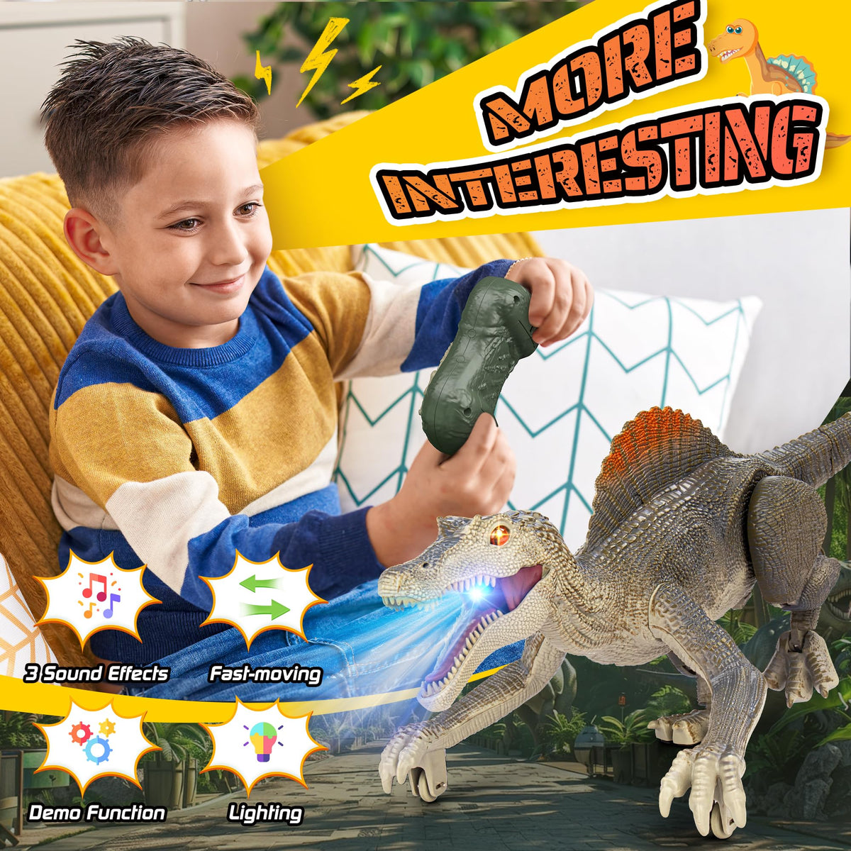 Bokigibi dinosaur toy 3D eyes for lifelike pretend play.