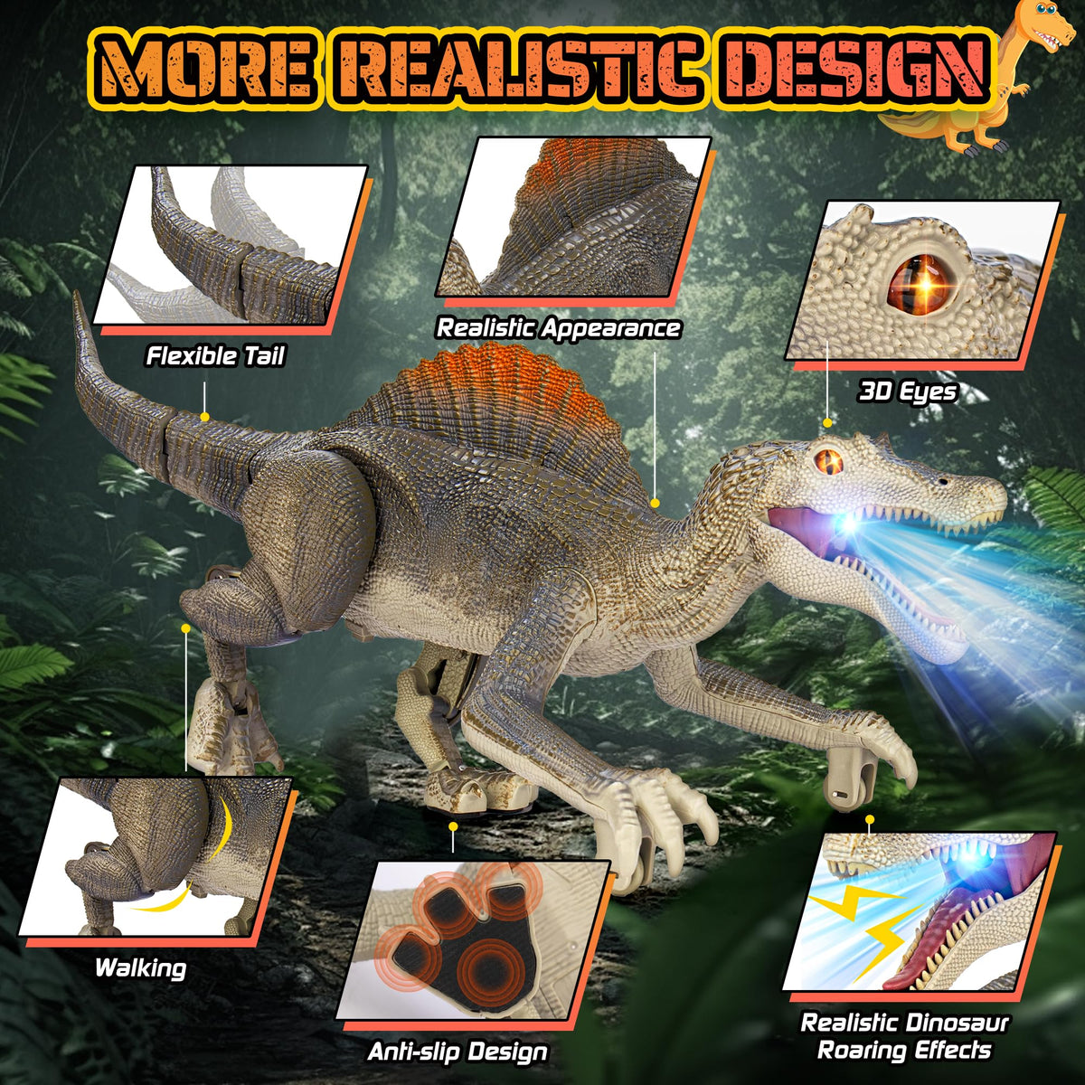 Bokigibi dinosaur toy rechargeable battery enables longer play sessions.