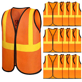 Bokon orange kids construction vest, front view, high visibility for safe play