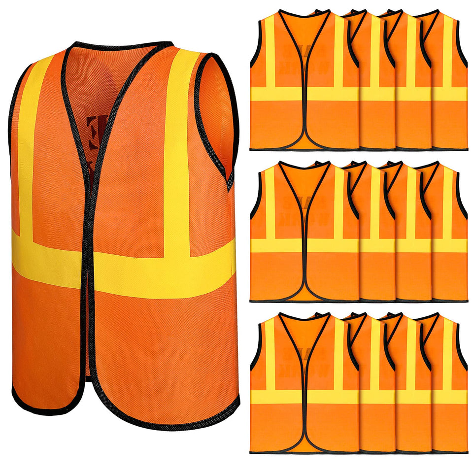 Bokon orange kids construction vest, front view, high visibility for safe play