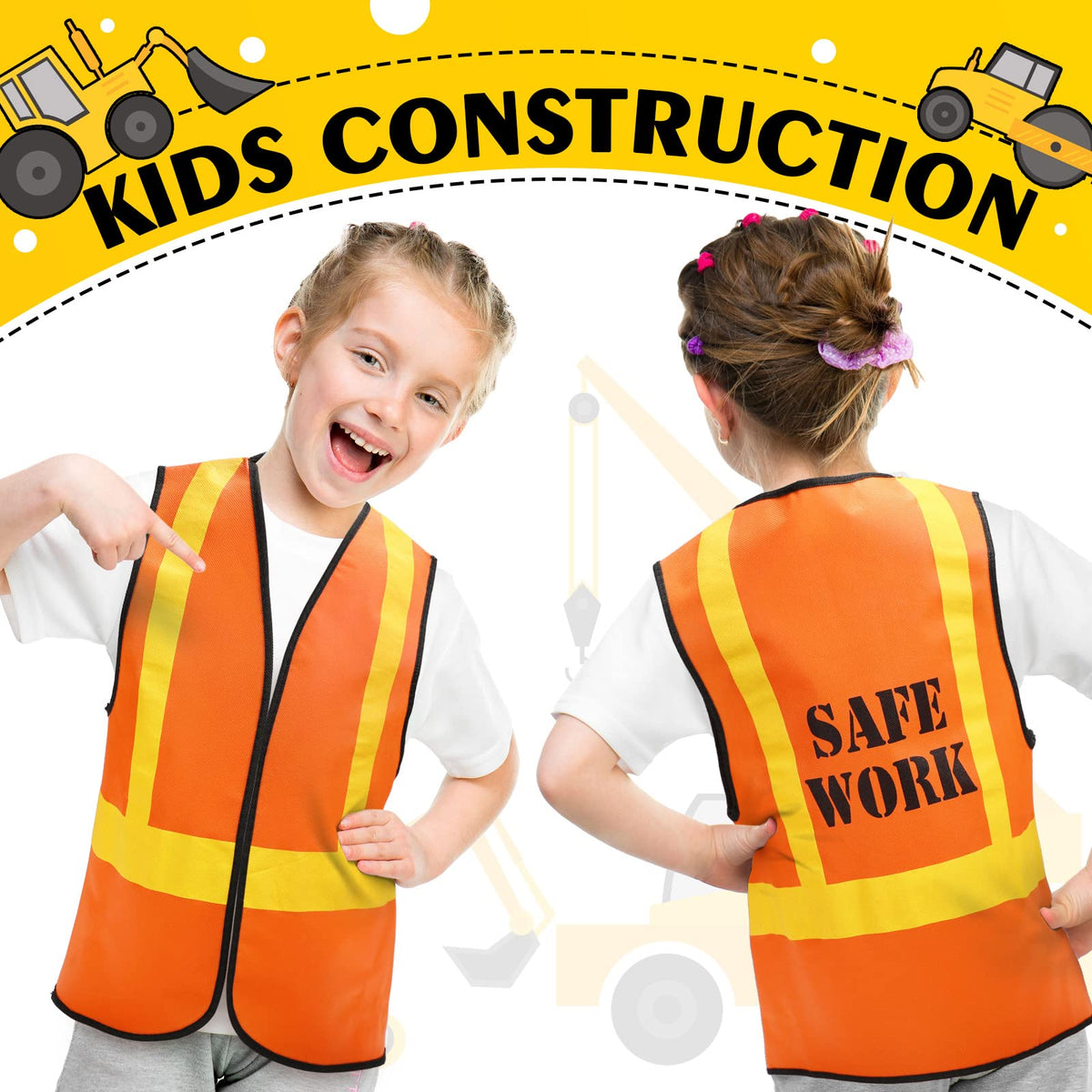 Bokon high-visibility orange vest, no-zip design shown on child at play