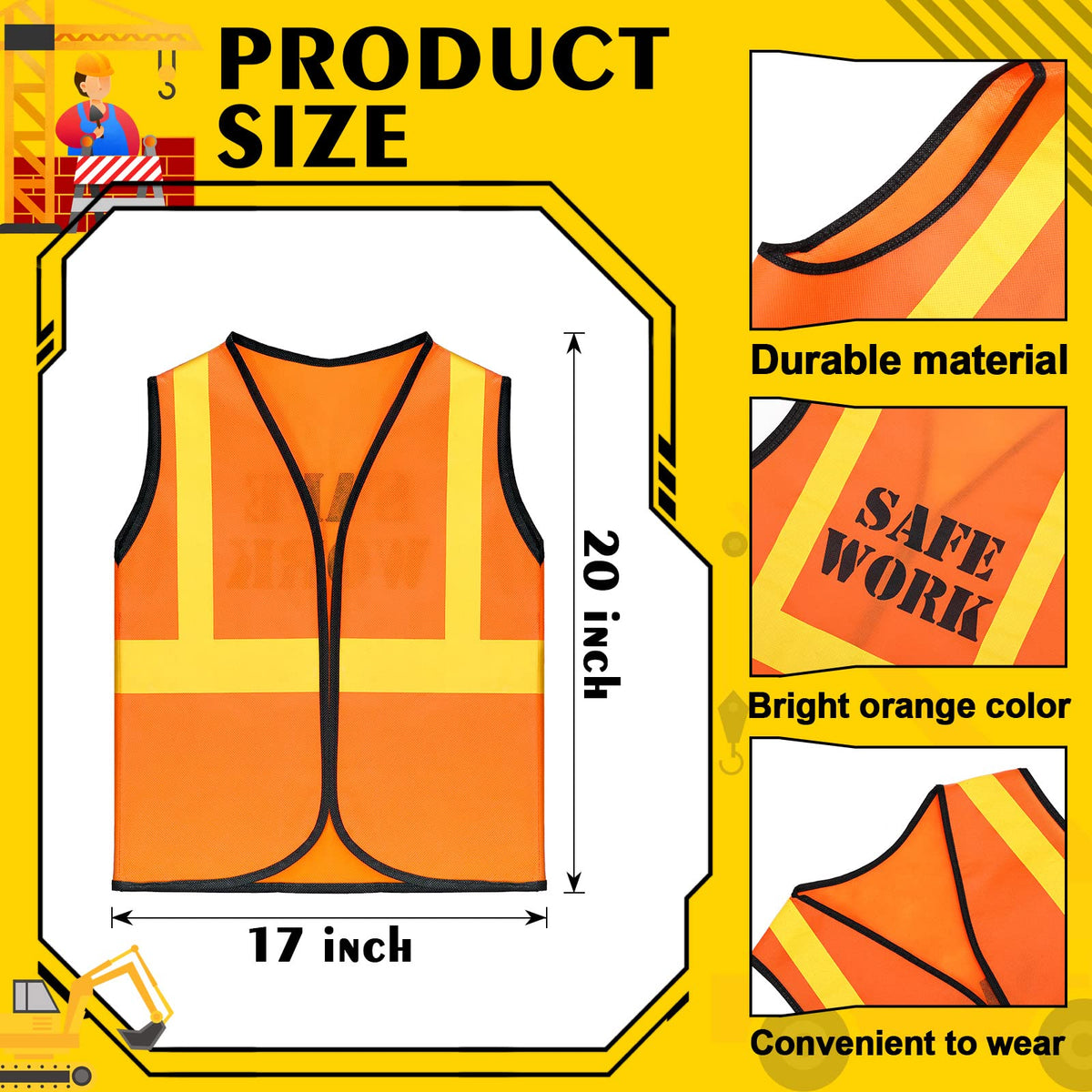 Bokon orange vest on child during party setup, adds fun and theme cohesion