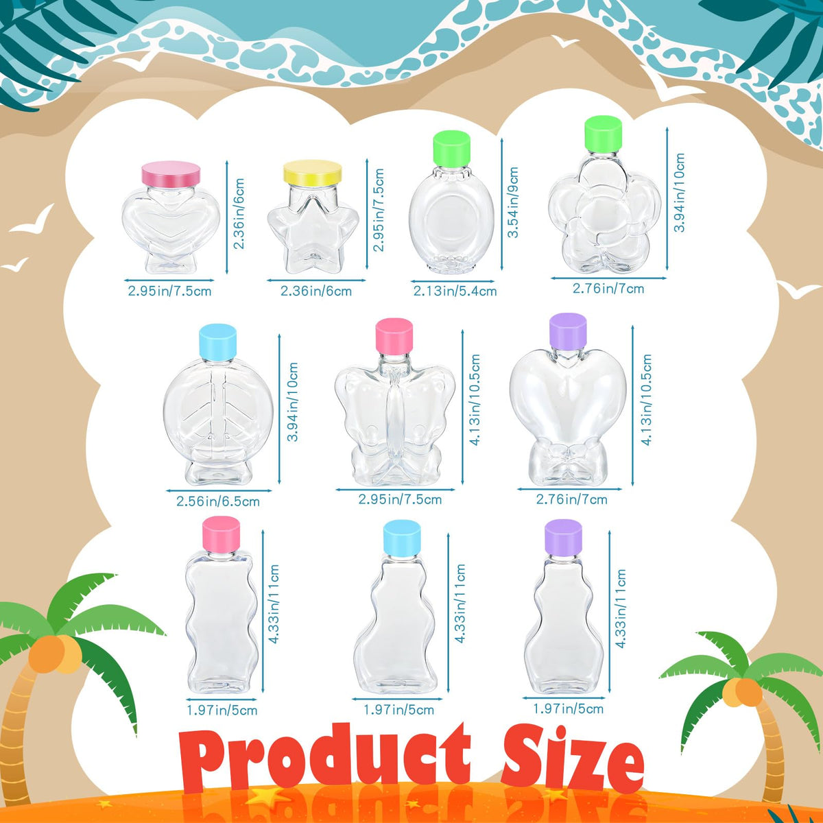 Bokon sand art bottles heart shape with cap, great for romantic party favors or decor