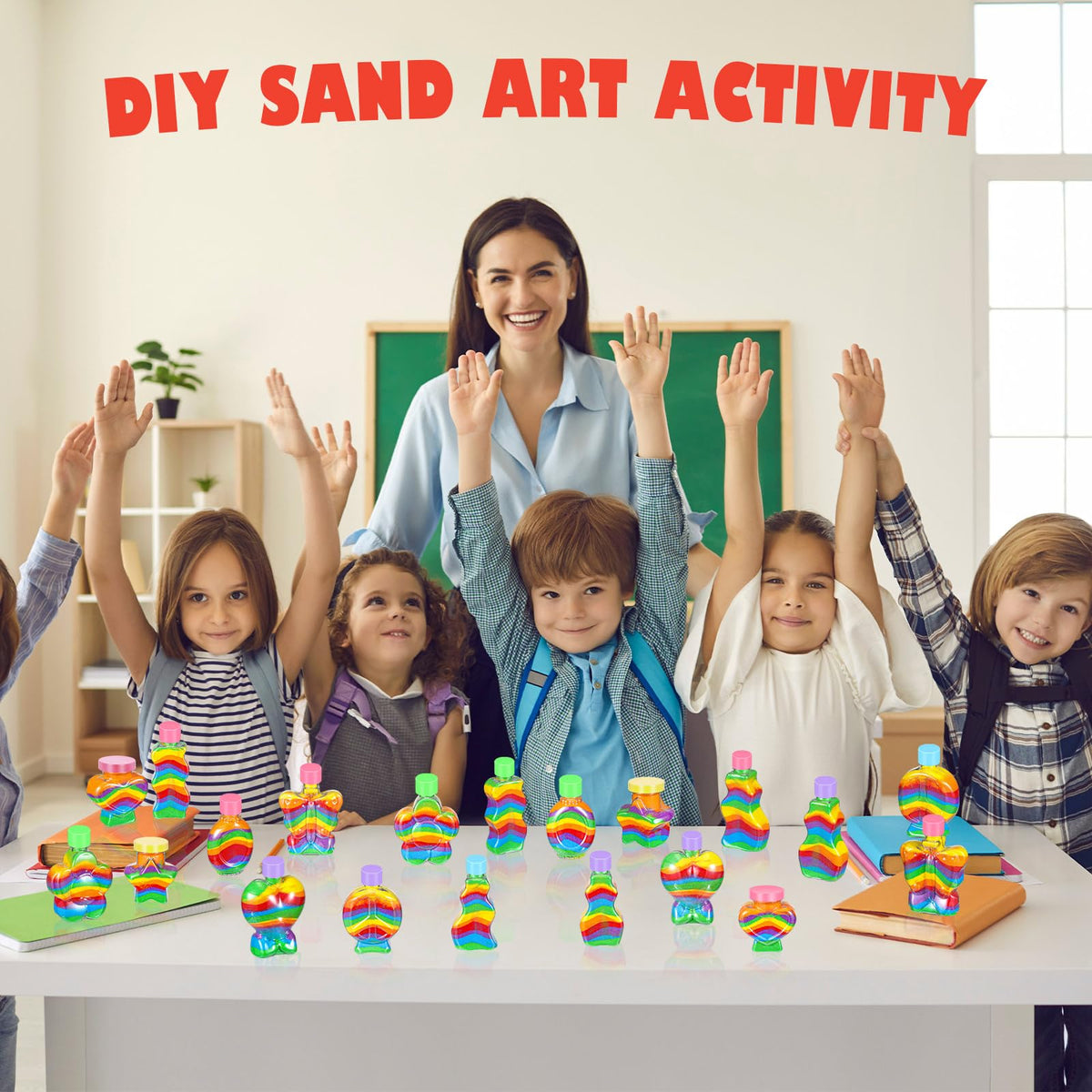 Bokon sand art bottles with secure lids, durable plastic design for long-lasting use