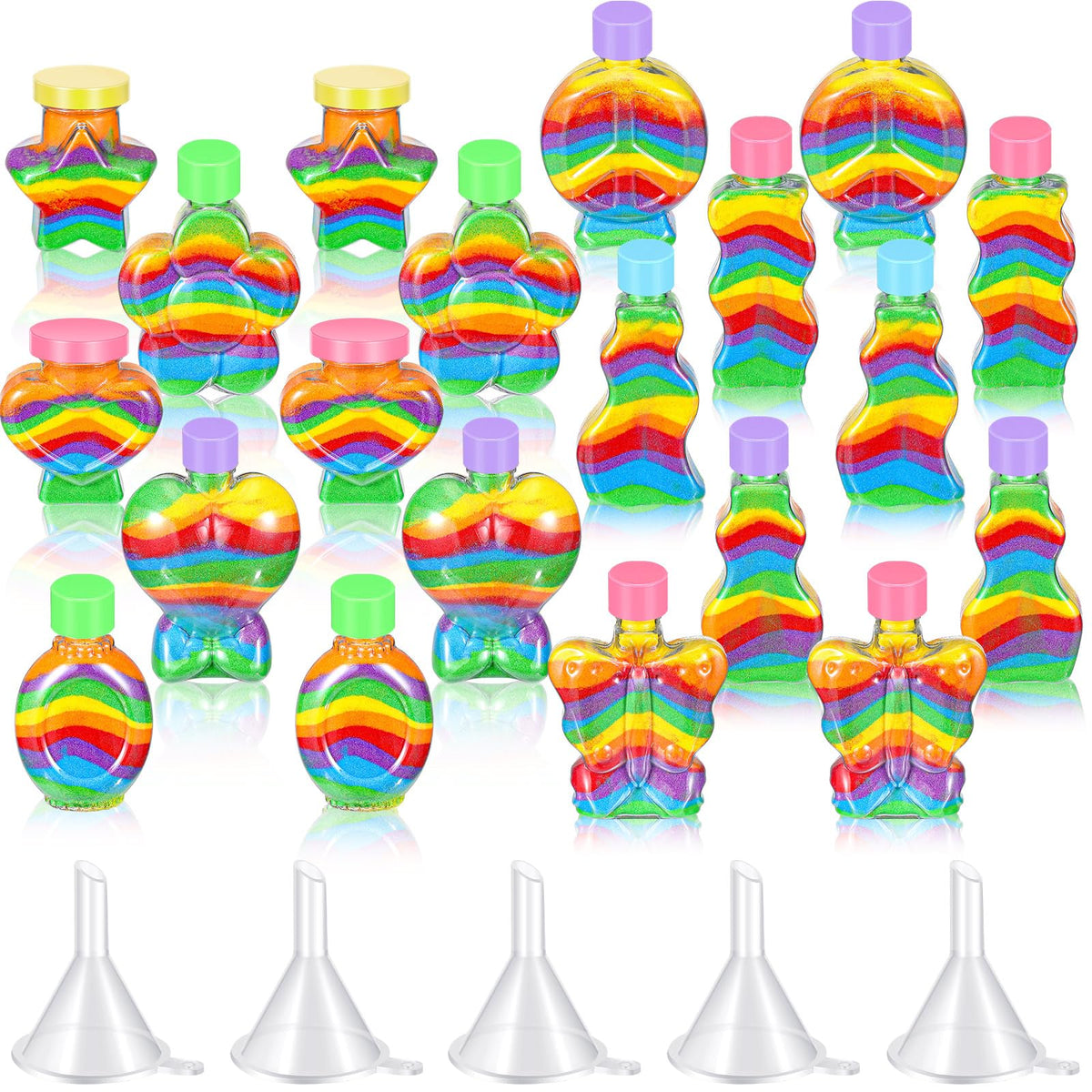 Bokon sand art bottles round shape with lid, perfect for DIY craft projects