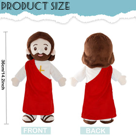 BOKUFLY Jesus Plush Doll embroidered face closeup highlighting craftsmanship.