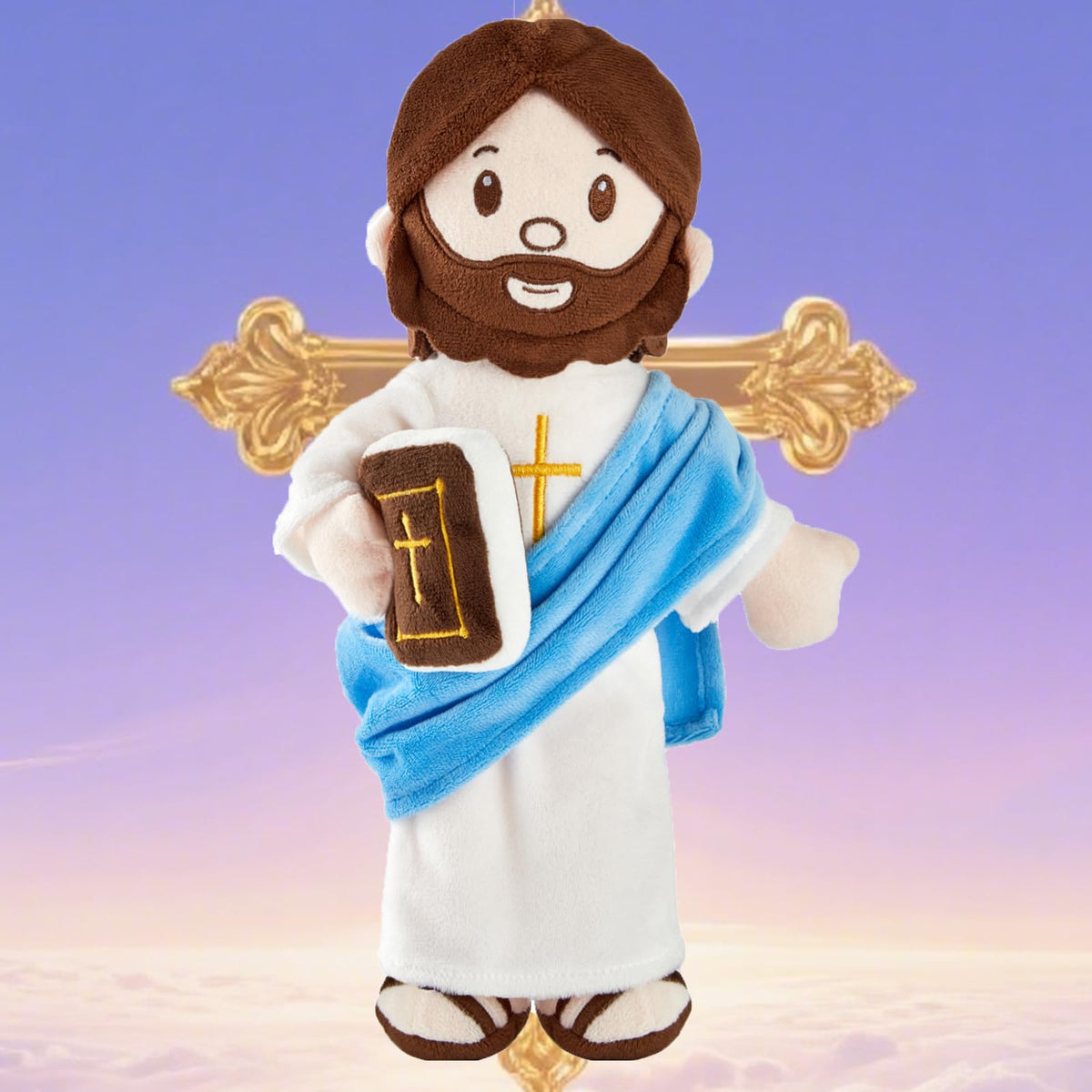 BOKUFLY Jesus plush doll packaging includes care guidance