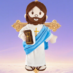 BOKUFLY Jesus plush doll packaging includes care guidance