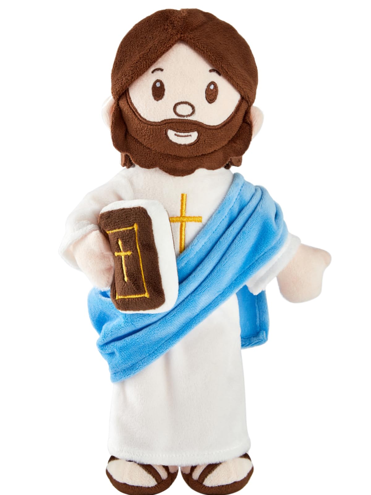 BOKUFLY Jesus plush doll robe and book with cross embroidery