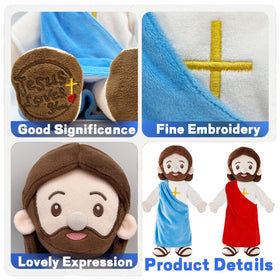 BOKUFLY Jesus Plush Doll 14.2-inch size for hugging comfort.