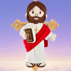 Red robe on BOKUFLY Jesus plush adds vibrant color to devotional spaces