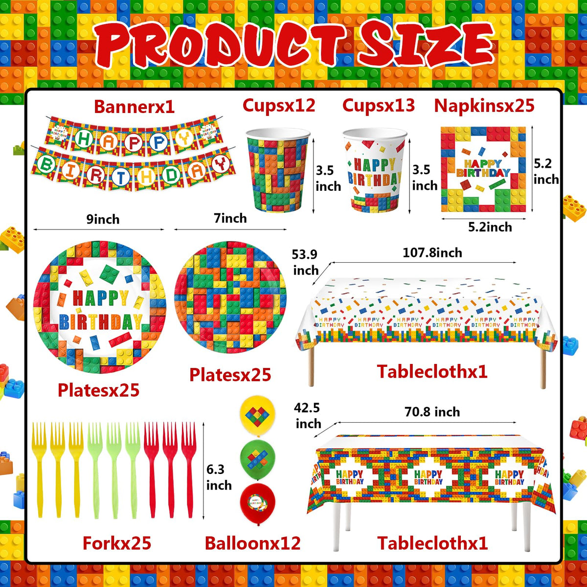 Bolake Building Block 7-inch plates ideal for snacks and treats.