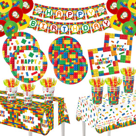 Bolake Building Block 9-inch plates for sturdy, kid-friendly party servings.
