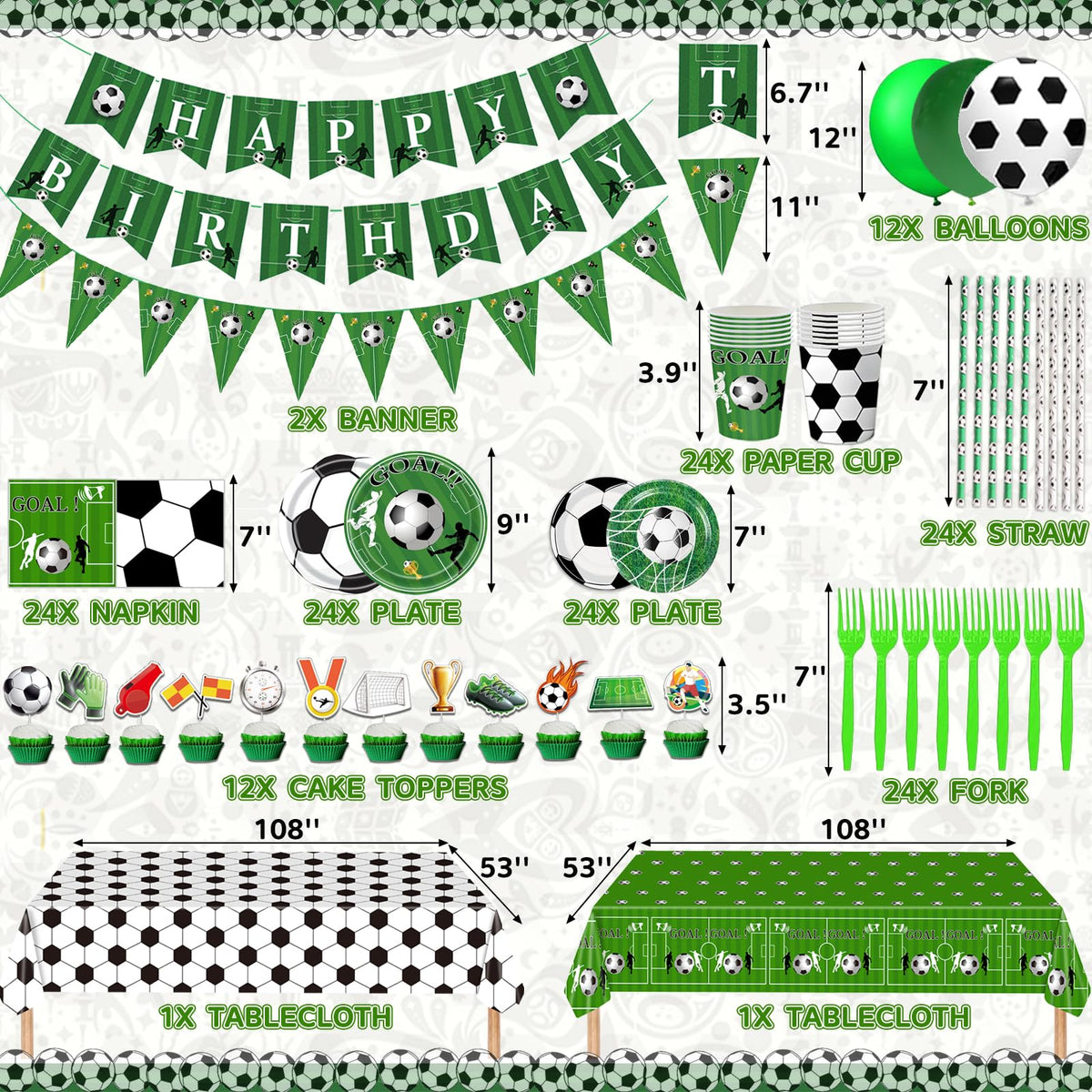 Bolake soccer banner decor adding festive sporty vibe to party spaces.