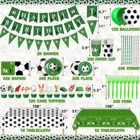 Bolake soccer banner decor adding festive sporty vibe to party spaces.