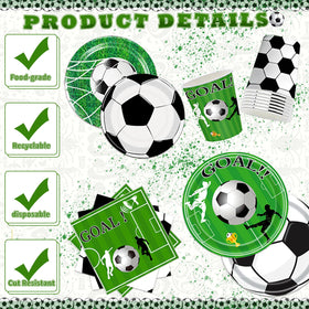 Bolake soccer cups and napkins offering convenient themed tableware for guests.