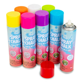 Boley blue spray chalk can for outdoor pavement art; washable and family-friendly.