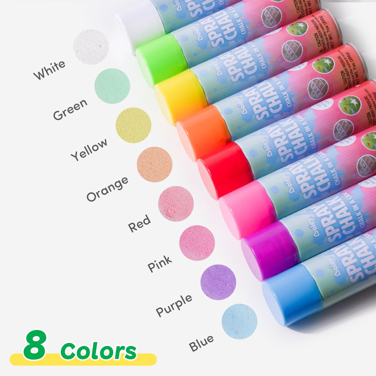 Boley orange spray chalk can creates vibrant sidewalk murals on concrete or grass.