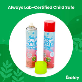 Boley red spray chalk can adds dramatic accents to sidewalks and snow.