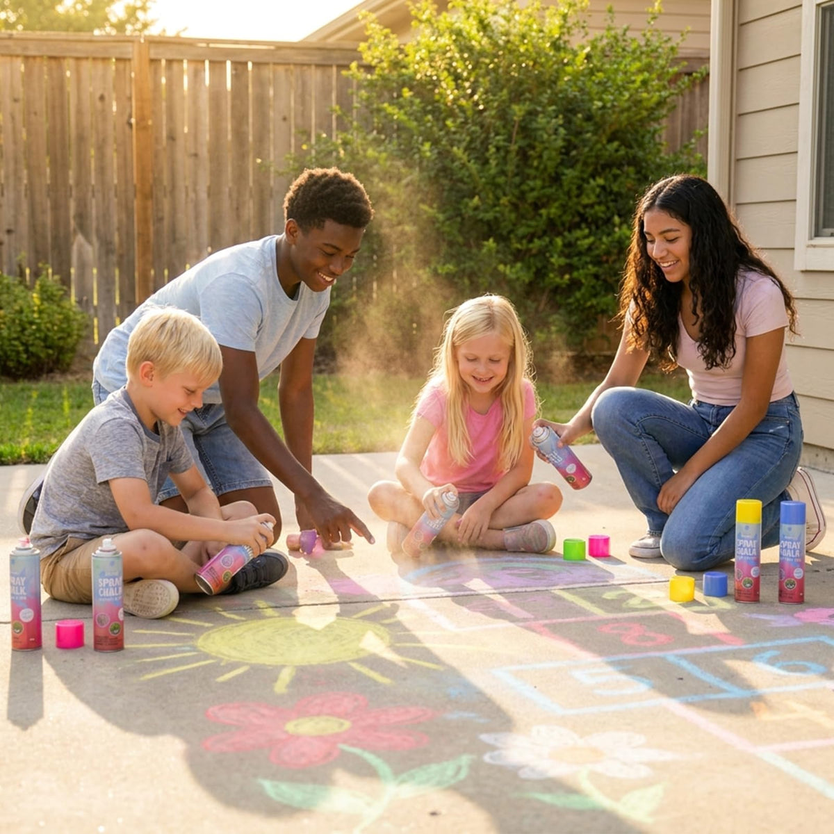 Boley yellow spray chalk can brings sunny color to outdoor games.