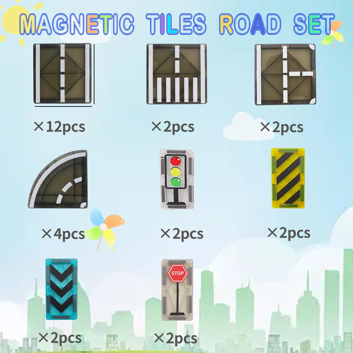 BOLORBT Kids enjoy imaginative traffic scenes using road tiles in classroom or home rooms.