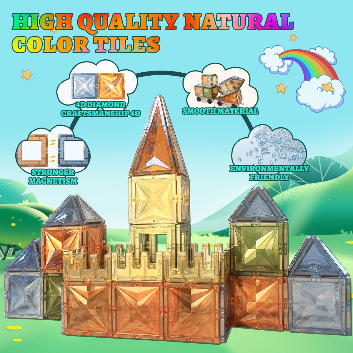 Bolorbt magnetic tiles showcase color patterns for early math skills