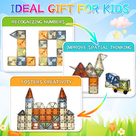 Bolorbt magnetic tiles include two cars for construction play