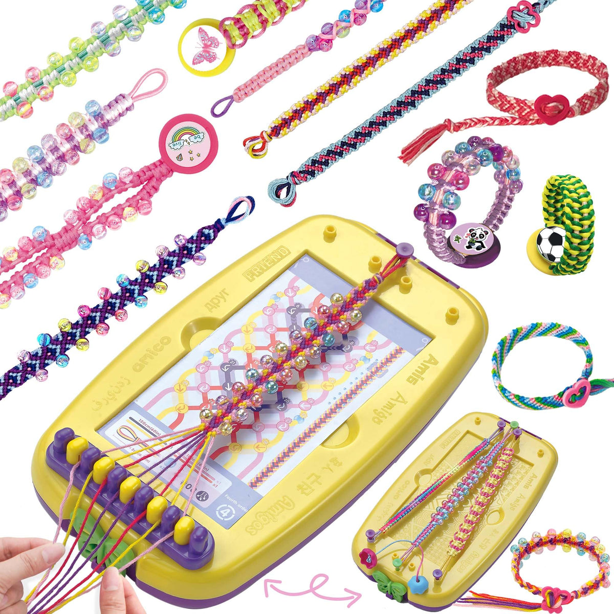 BolviSep 2-in-1 bracelet maker closeup with colorful threads for beginners.