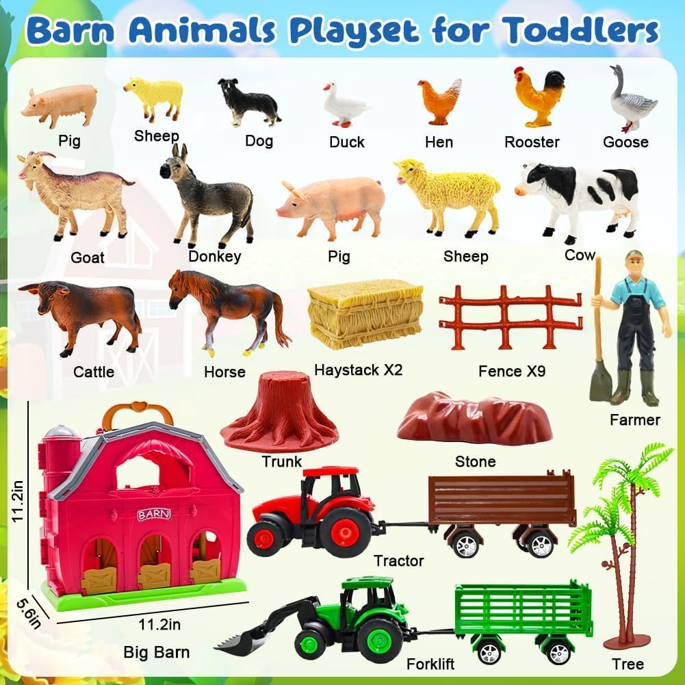 BOLZRA farm animals figures set with colorful pieces enhances tactile play