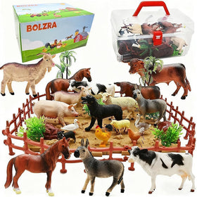 BOLZRA farm animal figurines colorful set for imaginative play and learning