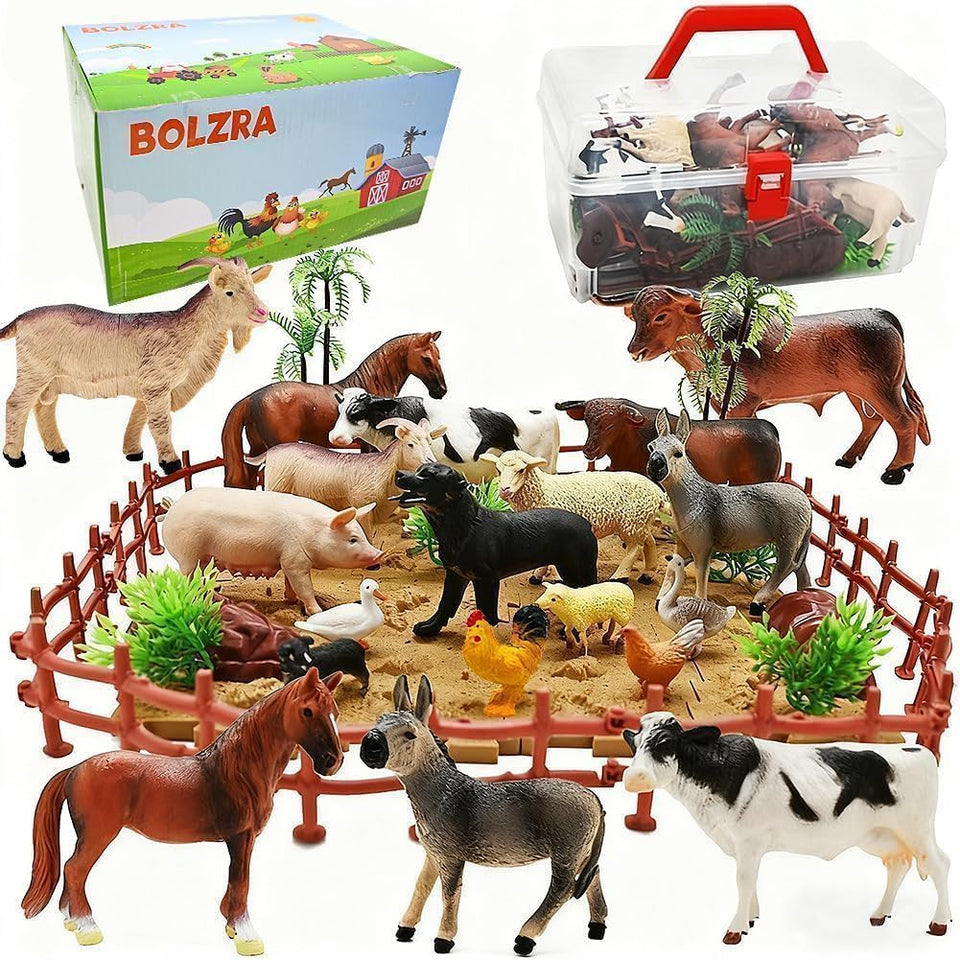 BOLZRA farm animal figurines colorful set for imaginative play and learning