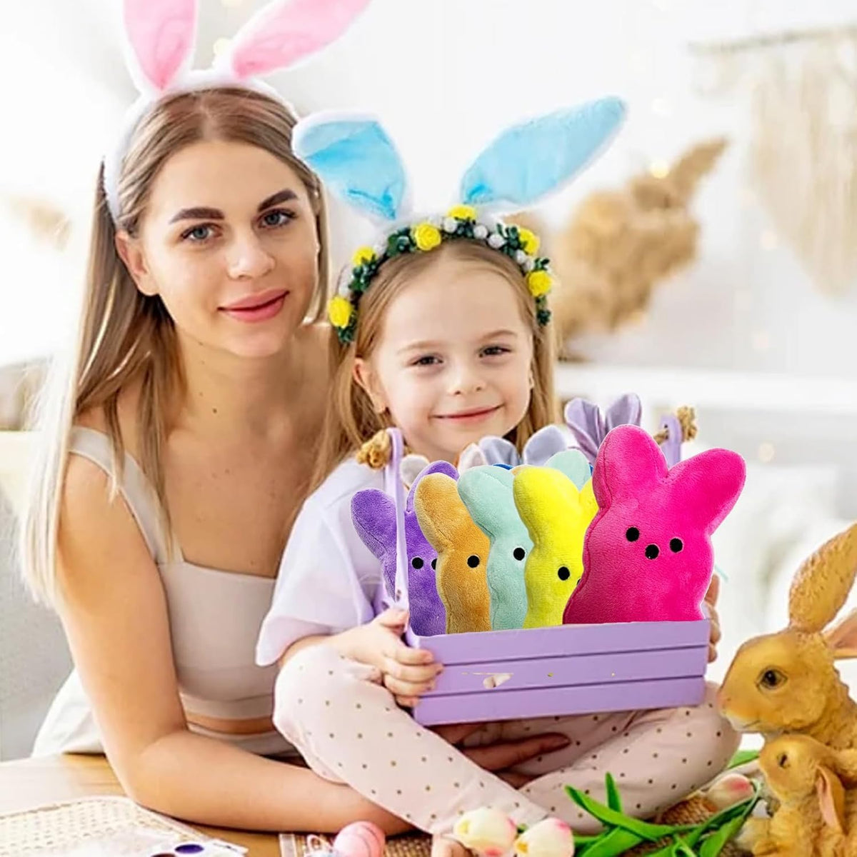 BOMBPARK bunny plush in pastel pink front view, lovely Easter gift option