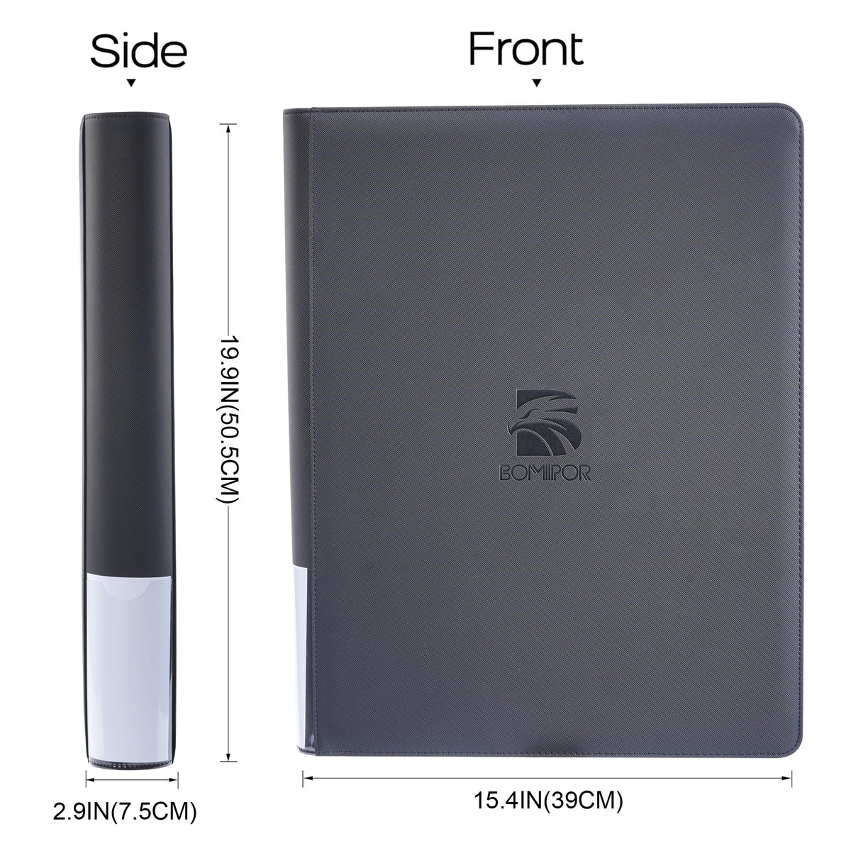 BOMIIPOR binder on shelf shows convenient storage and display