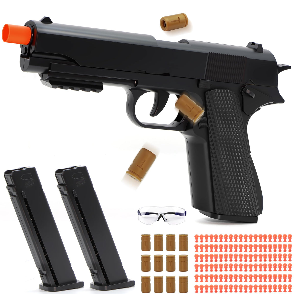 Bomoaac soft bullet toy gun packaging shows complete set for quick play sessions.