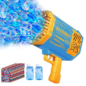 BOMOCO bubble gun kids toy with colorful lights for outdoor fun.