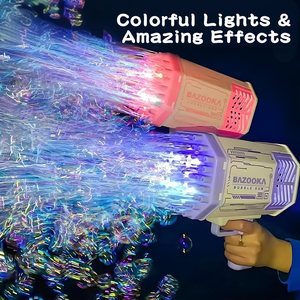 BOMOCO bubble gun with easy trigger delivers quick bubble bursts.