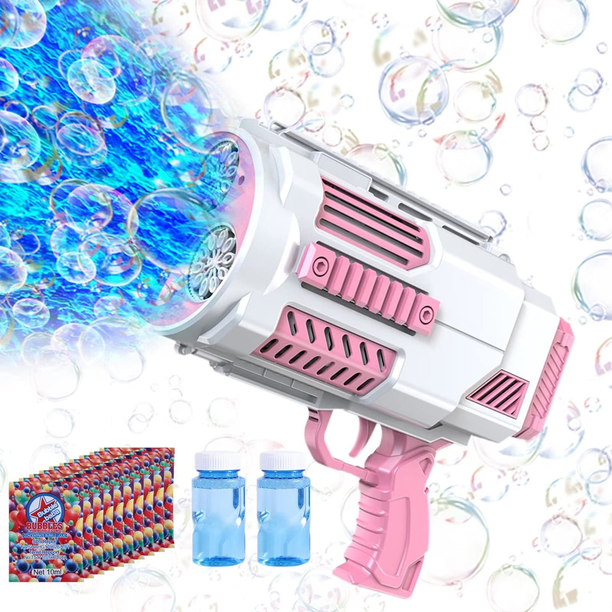 BOMOCO bubble gun with bubbles for outdoor fun and play